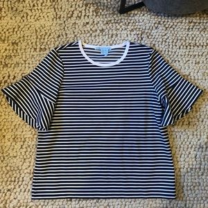 Draper James Stripe Shirt w/ Bell Shape Sleeves